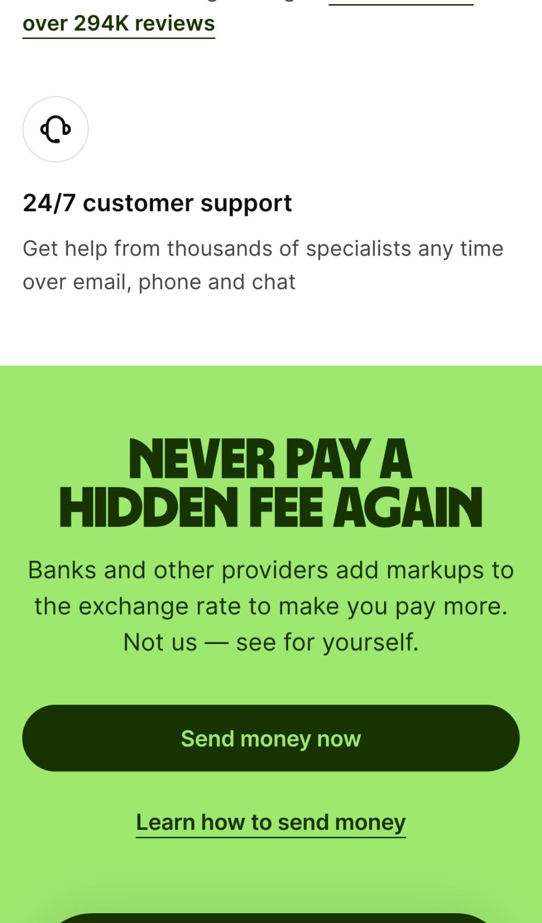 Wise’s The fee promise screen, captured 3 July 2026. Pins: 6, Good.