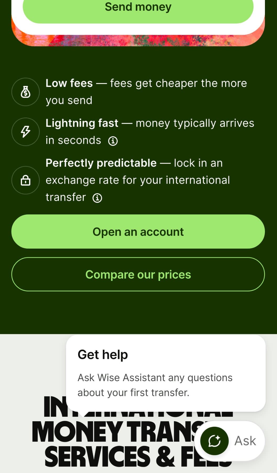 Wise’s Send money: the conversion block screen, captured 3 July 2026. Pins: 3, Bad; 6, Good.